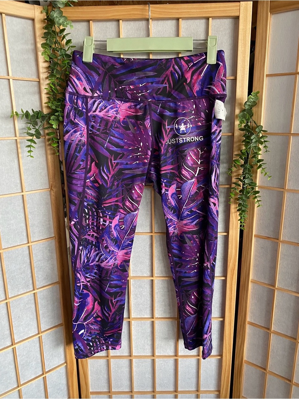 Just Strong Girls' Purple Tropical Print Active Leggings